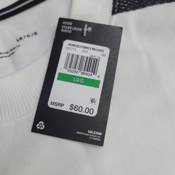 Under Armour Women's Sweatshirt Vented Mesh Sides Size Large White Black Loose - Picture 5 of 9